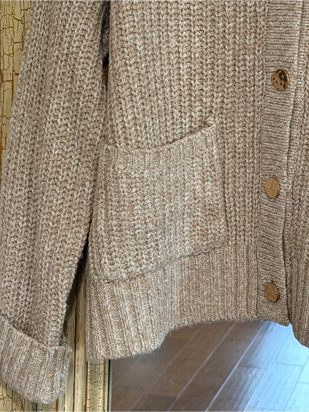 entro Neutral Taupe Chunky Knit Cardigan - Picture 4 of 4
